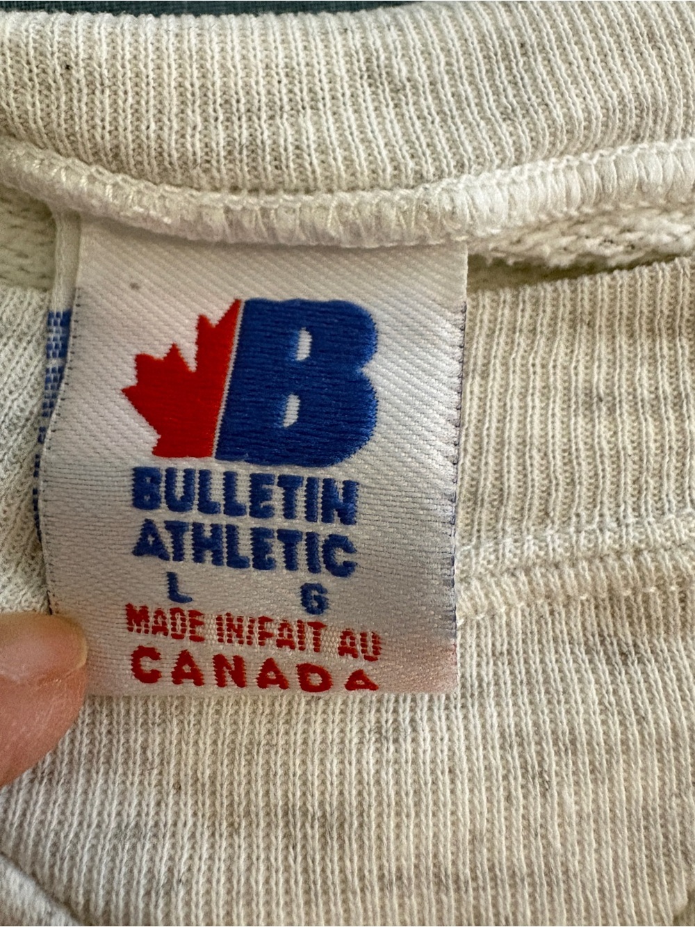 Vintage 90s Bulletin Athletic Team Canada Hockey Crewneck Sweatshirt Large Grey - Picture 4 of 13